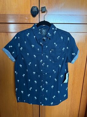 Rip Curl Navy Short-Sleeve Palm Print Button-Front Shirt